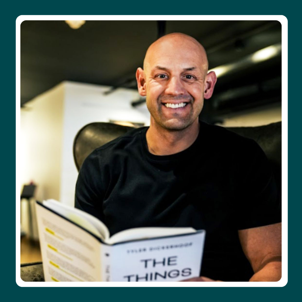 Photo of Tyler Dickerhoof, leadership mentor and author, smiling in a professional setting, leading with authenticity book author.